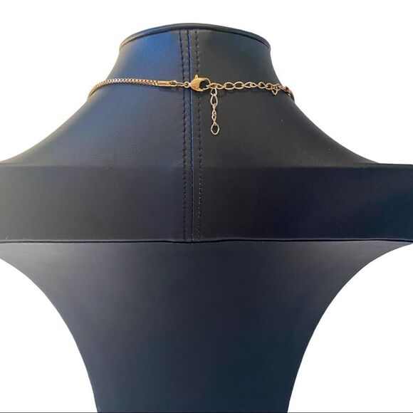 Lady Remington Brown Stone Pendant in Square setting surrounded by rhinestones. - Picture 6 of 6